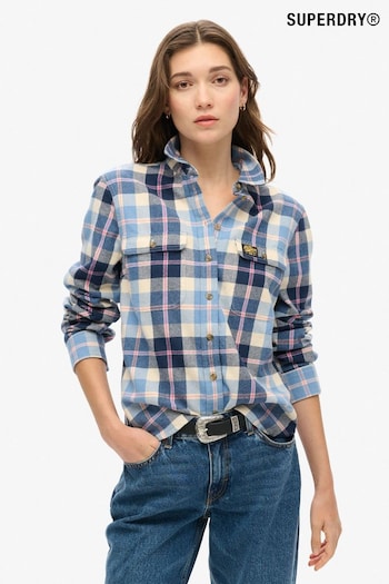 Superdry Classic Blue Check 100% Cotton Lumberjack Check Flannel Shirt (675071) | £50