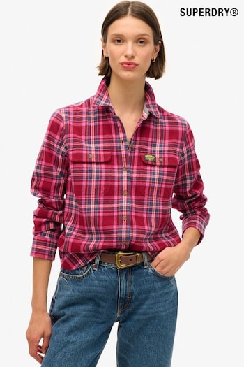 Superdry Berry Red Check 100% Cotton Lumberjack Check Flannel Shirt (675137) | £45