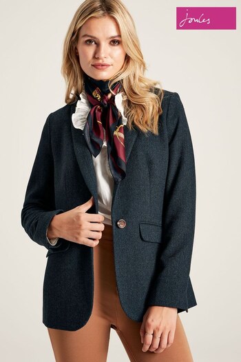 Joules Dark Navy Bramble Recycled Wool Tweed Blazer (675225) | £129