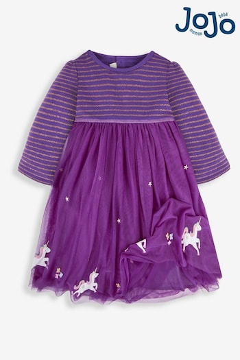 JoJo Maman Bébé Purple Girls' Unicorn Party Dress (675309) | £36