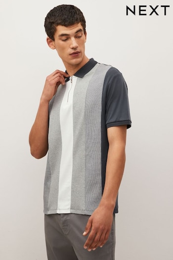 Grey Vertical Block Hoodies Polo Shirt (675347) | £30