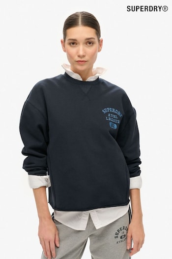 Superdry Blue Athletic Loose Crop Crew Sweatshirt (675592) | £45