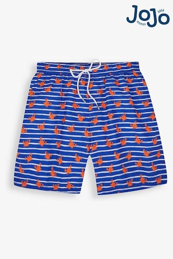 JoJo Maman Bébé Blue White Stripe Men's Print Swim Shorts (675674) | £29