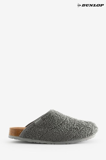 Dunlop Grey Teddy Fur Full Toe Ladies Slippers (675714) | £25