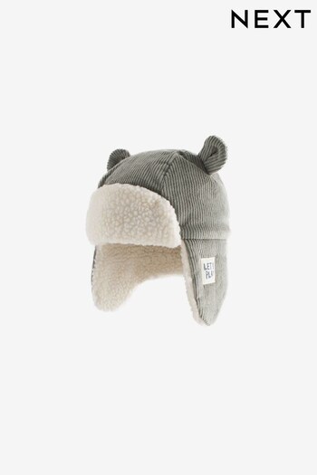 Grey Corduroy Bear Trapper Hat (3mths-6yrs) (675964) | £10 - £11