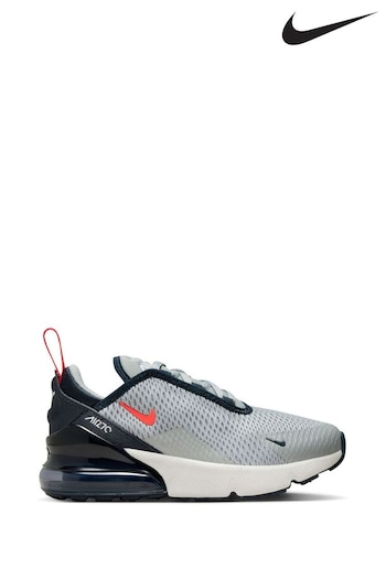Nike Surfaces Grey/Red Air Max 270 Junior Trainers (676224) | £75