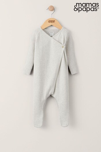 Mamas & Papas Unisex Baby Knitted Wrap Sleepsuit Cream (676335) | £25