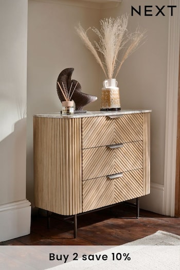 Natural Valencia Marble Mango Wood 3 Drawer Bags & Accessories (676409) | £699