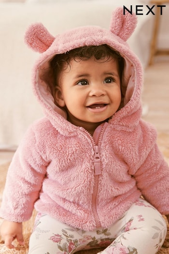 Pink Cosy Fleece Bear Baby Jacket (676588) | £15 - £16