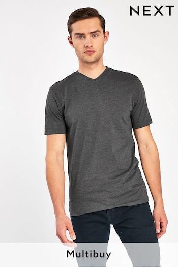 Charcoal Grey Marl Slim Essential V-Neck T-Shirt (676644) | £8