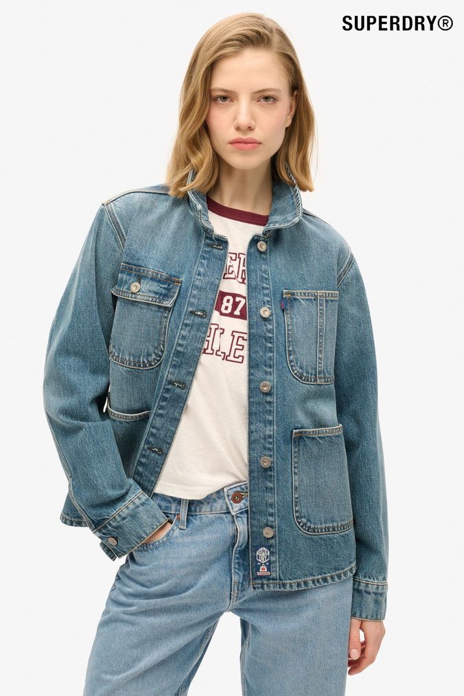 Superdry pink denim jacket shop