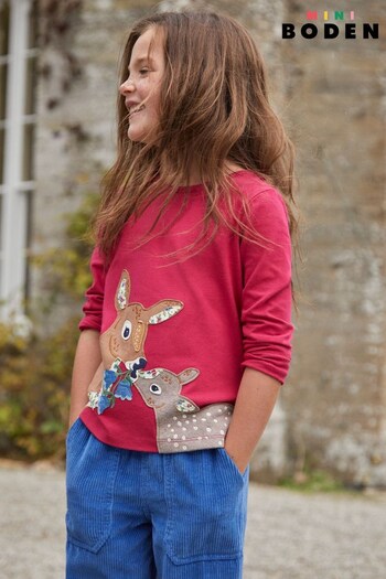 Boden Pink Long Sleeve Appliqué T-Shirt (677001) | £19 - £21