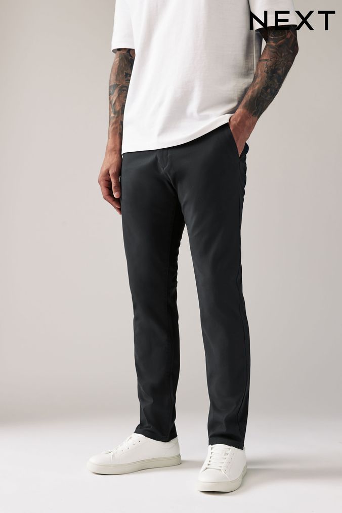 Charcoal Grey Slim Stretch Chino Trousers (677015) | £24