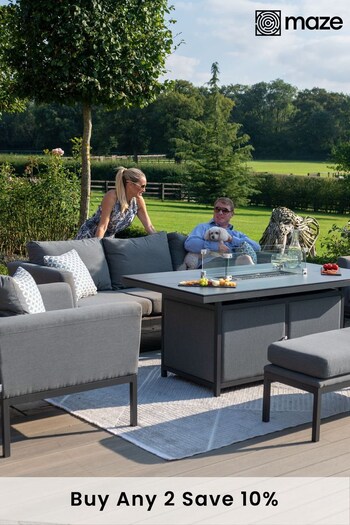 Grey Maze Pulse Garden 3 Seat Sofa Set with Fire Pit Table (677131) | £3,350