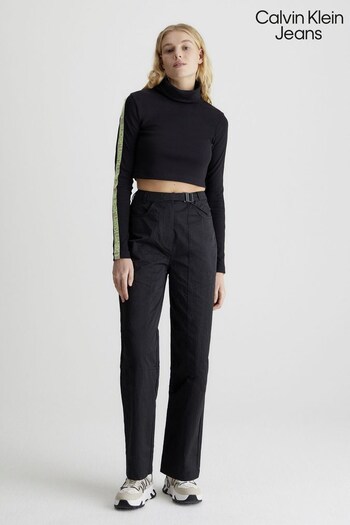 Calvin Klein Jeans Logo Belt High Rise Relaxed Black Joggers (677206) | £110