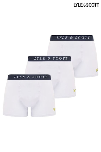 Lyle & Scott White Underwear Trunks  3 Pack (677533) | £34