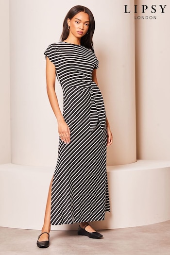 Lipsy Black Short Sleeve Tie Side Midi Dress (677917) | £39