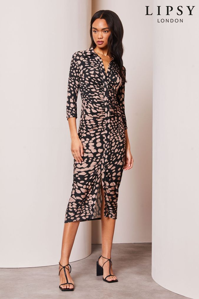 Lipsy leopard print self belt dress top