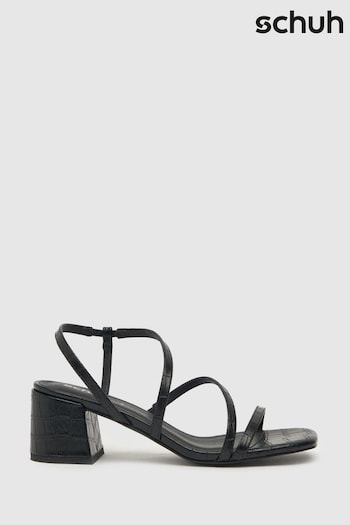 Schuh Sacha Croc Block Heel Black Shoes (678401) | £30