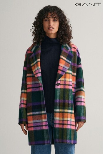 GANT Blue Checked Cocoon Coat (678453) | £400