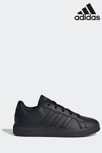 adidas service Black Kids Sportswear Grand Court Lifestyle Tennis Lace-Up Trainers (678460) | £30