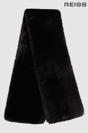 Reiss Black Francesca Faux Fur Scarf (678697) | £78