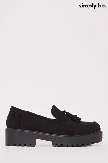 Simply Be Classic Chunky Sole Black Loafers in Extra Wide Fit (678849) | £36