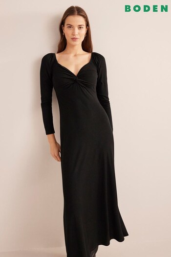 Boden Black Petite Sweetheart Jersey Midi Dress (678941) | £95