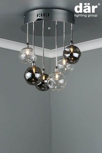 Dar Lighting Silver Quinn 6 Light Semi Flush Fitting Ceiling Light (678989) | £115