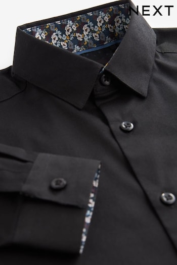Black Long Sleeve Smart Trimmed Shirt (3-16yrs) (679035) | £12 - £17