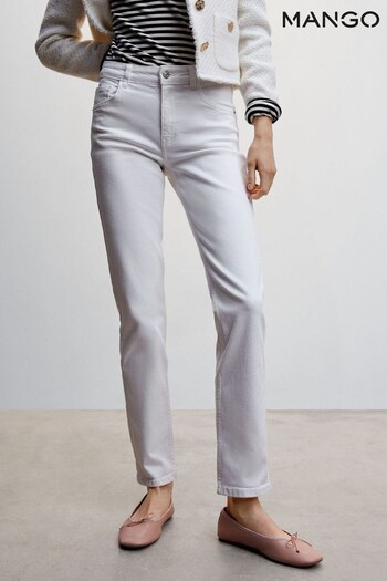 Mango Medium-Comfort Straight White Jeans (679096) | £36