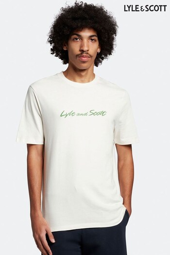 Lyle & Scott Cream	Script Embroidery T-Shirt (679152) | £38