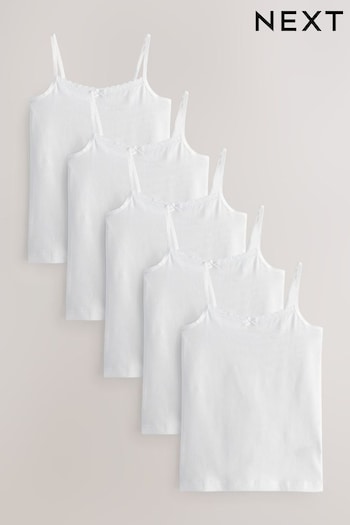 White Lace Trim Cami Vest 5 Pack (1.5-16yrs) (679275) | £10 - £14