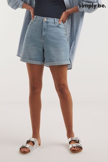 Simply Be Blue Super Lightwash 24/7 Mid Shorts (679904) | £22