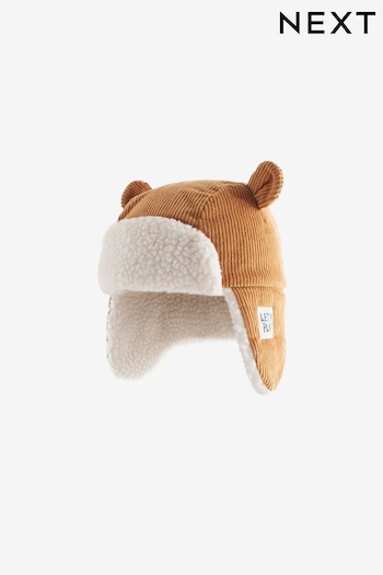 Neutral Corduroy Bear Trapper Hat (3mths-6yrs) (679905) | £10 - £11