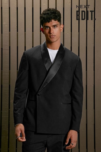 Black EDIT Relaxed Wrap Front Tuxedo Jacket (680043) | £79