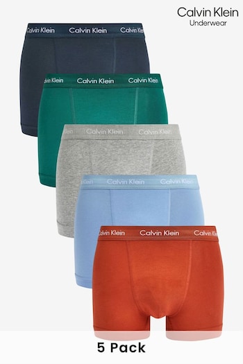 Calvin Klein Grey Cotton Stretch Trunks 5 Pack (680071) | £65