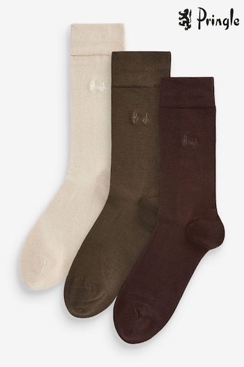 Pringle Brown Plain Bamboo Socks (680225) | £14