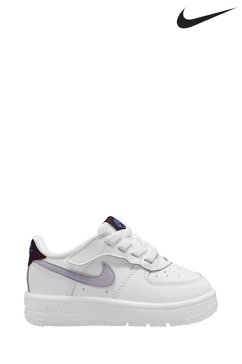 Nike White/Silver Infant Air Force 1 Mid EasyOn Trainers (680288) | £45