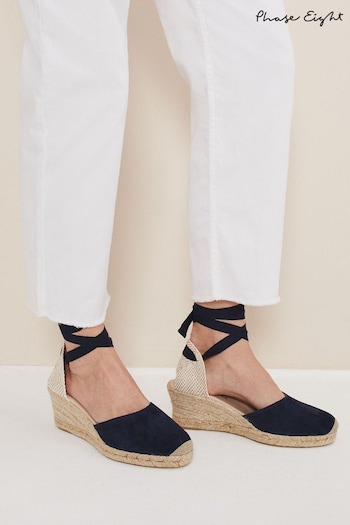 Phase Eight Blue Suede Ankle Tie Espadrille Shoes (680306) | £89