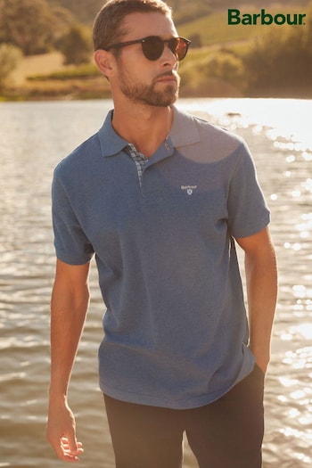 Barbour® Blue Marl Classic Pique Polo clothing Shirt (680606) | £50