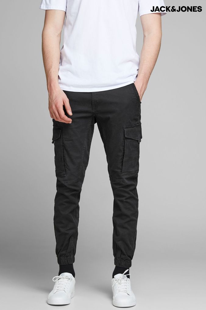 Men s Black Cargo Trousers Next Official Site