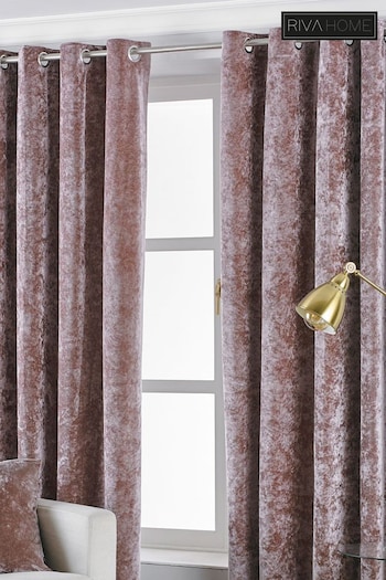 Riva Paoletti Blush Pink Verona Crushed Velvet Eyelet Curtains (680797) | £44 - £120