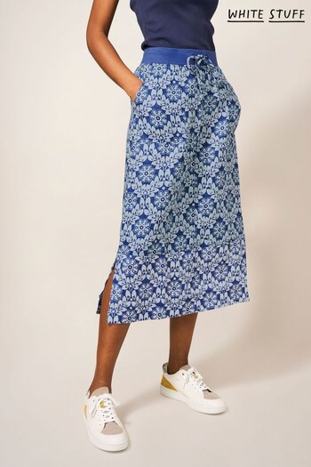 White Stuff Blue Effie Linen Skirt (681365) | £70