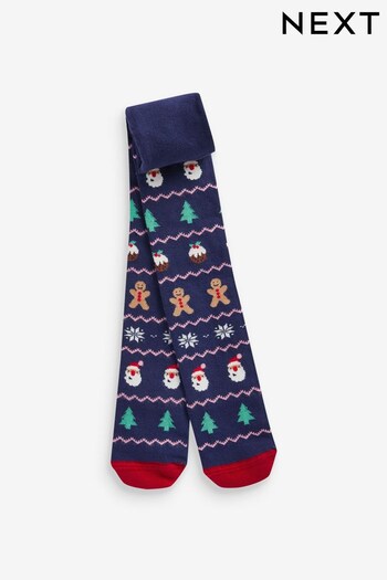 Navy Blue Cotton Rich Christmas Tights (681430) | £5.50 - £6.50