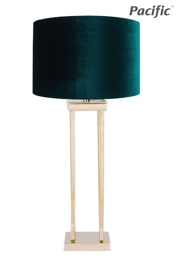 Pacific Green Langston Gold and Green Velvet Table Lamp (6817J6) | £170