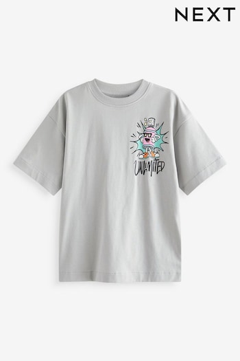 Grey Graffiti Back Print Relaxed Fit Short Sleeve Graphic T-Shirt (3-16yrs) (681935) | £9 - £12