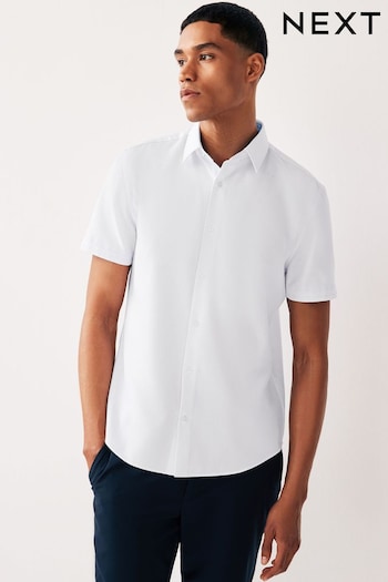 White Regular Fit Trimmed Formal Short Sleeve Shirt (682282) | £24