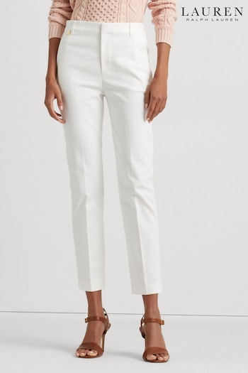 Lauren Ralph Lauren White Stretch Mid Rise Skinny Fit Trousers (682479) | £159