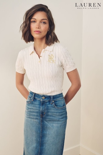 Lauren Ralph Lauren weekend Natrissa Cable Knit Cotton Polo Shirt (682958) | £159